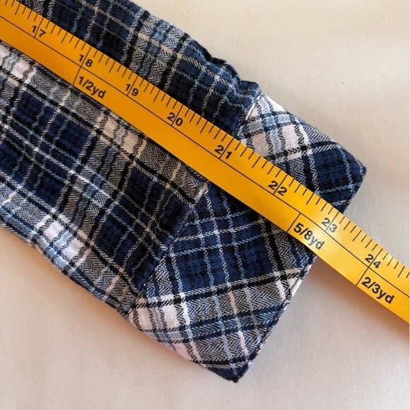 Kut From The Kloth Blue Plaid Snap Front Roll Tab Shirt Top Size L - Picture 12 of 13